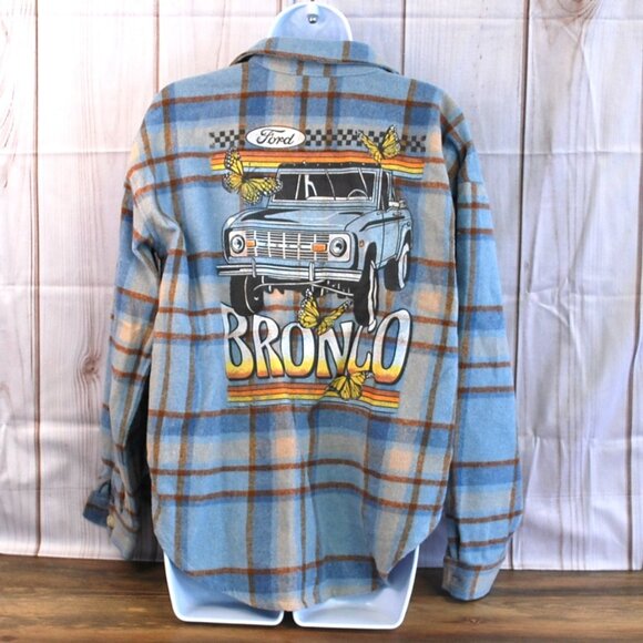 Ford Tops - Ford Women's SM Heavy Flannel Botton Down Bronco Shirt Jacket Shacket   825A